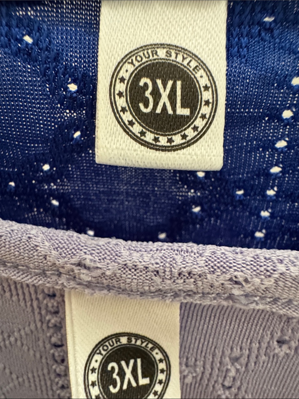 Your Style tops, short sleeve scoop neck eyelet design lavender & royal blue 3x - Picture 2 of 11